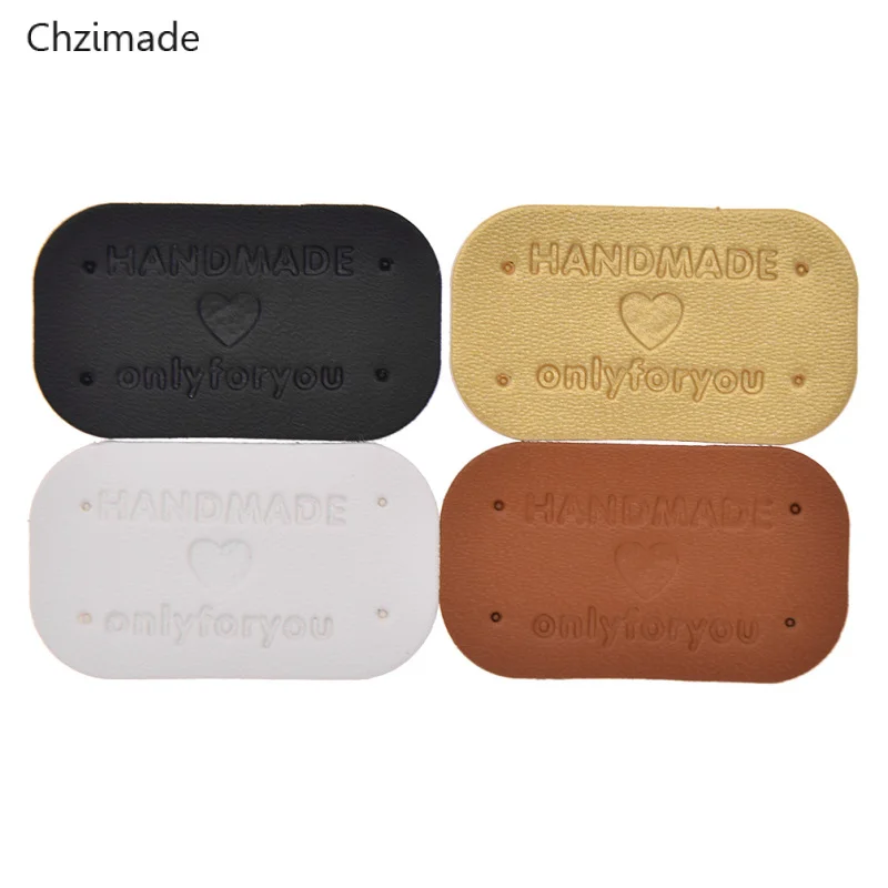10/30/48 шт. кожаные ярлыки ручной работы с сердечками для швейных изделий швейное