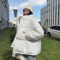 korean 2021 winter jacket parka coat women stand up collar solid color women down coat loose oversized women short coat coat