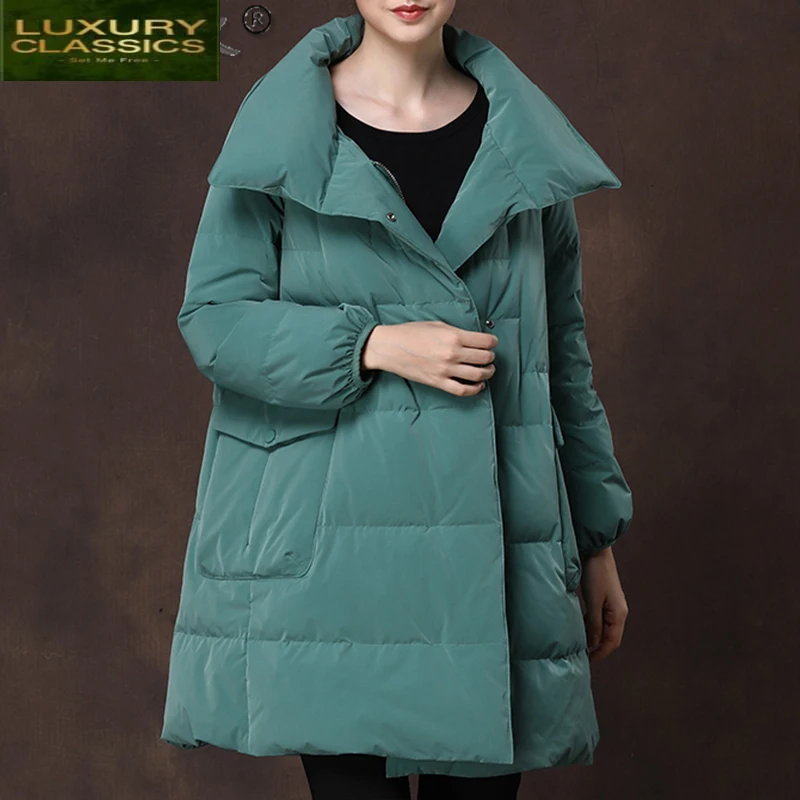 Высококачественный Женский Зимний пуховик Женское пальто на 90% белом утином пуху