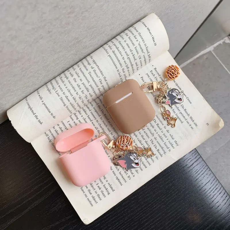 Милый чехол для наушников AirPods мультяшный Кот Том и Джерри брелок беспроводные наушники чехол для Apple Airpods 2 сумка аксессуары