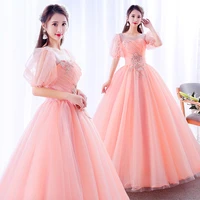 ball gown quinceanera dresses vintage embroidery beading half puff sleeve sweet 16 dress girls plus size 2020 pageant prom gowns
