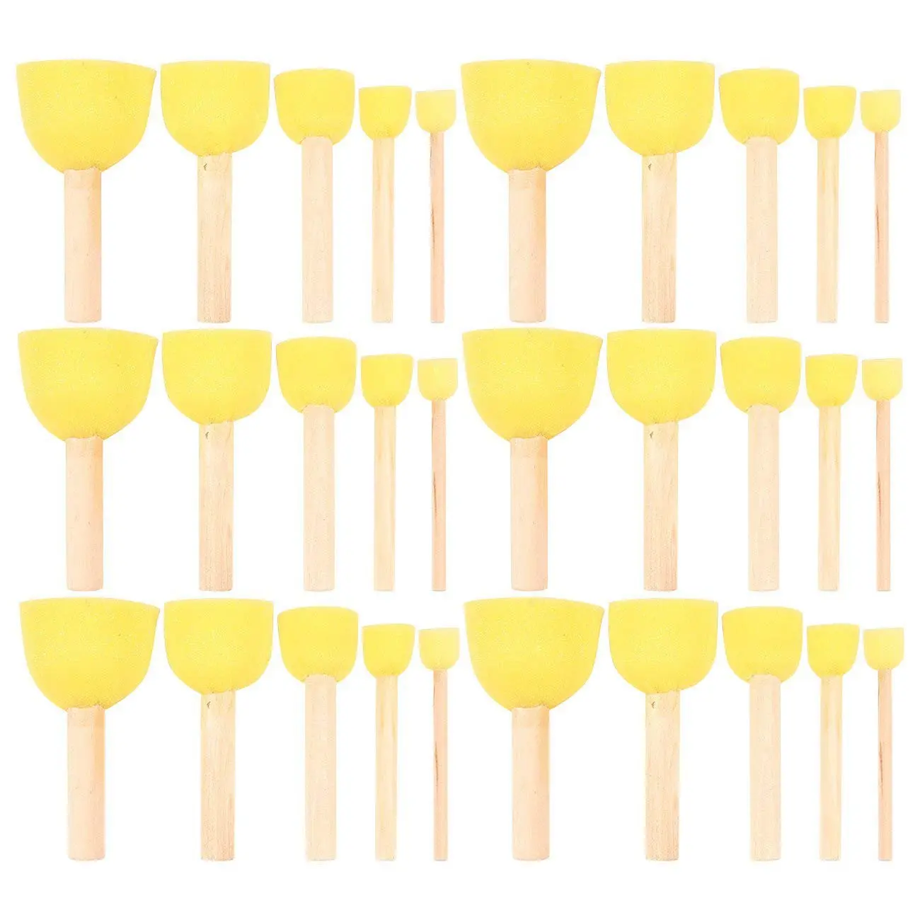 

Pack of 30 Round Foam Sponge Paint Brush Set - Stencil Brush Value Pack - 5 Different Sizes - Great for Kids Arts and Drawing
