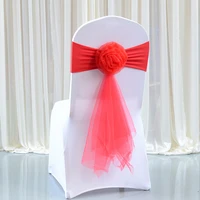 1050pcs organza chair sashes elastic chair back flower bow tie wedding chair knot for wedding party decoration hotel supplies