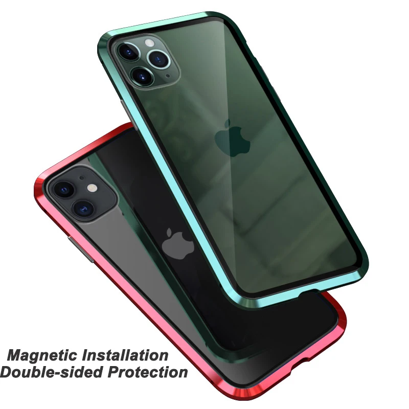 360 полный защитный Магнитный чехол для iPhone 11 ударопрочный PRO MAX металлический