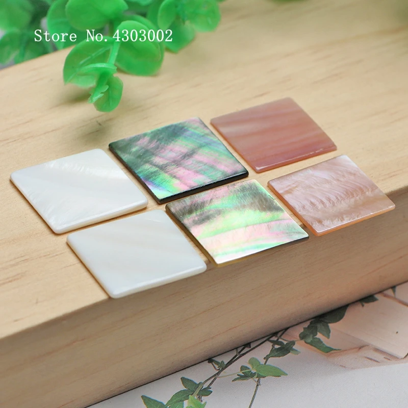 

50pcs/lot 20mm Natural Square Disks Mother of Pearl shell for DIY Jewelry Square Cut Double Flat MOP Pearl shell