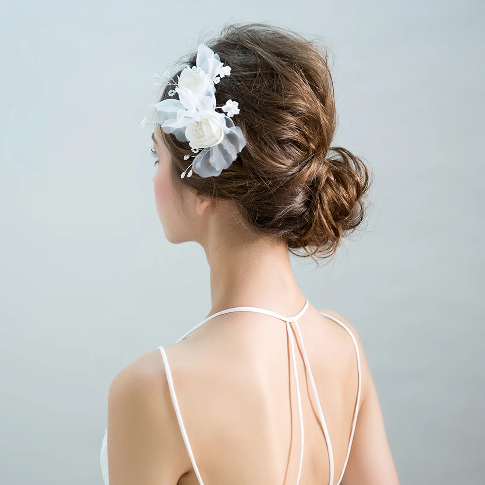 Очаровательные пряжа цветок заколки имитация жемчуга модные белые бабочки для