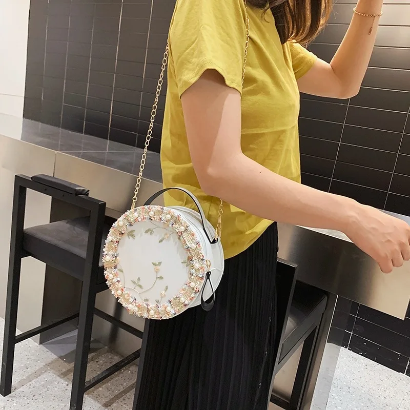 2020 новая маленькая круглая Женская сумочка с цветами женские сумки мессенджеры