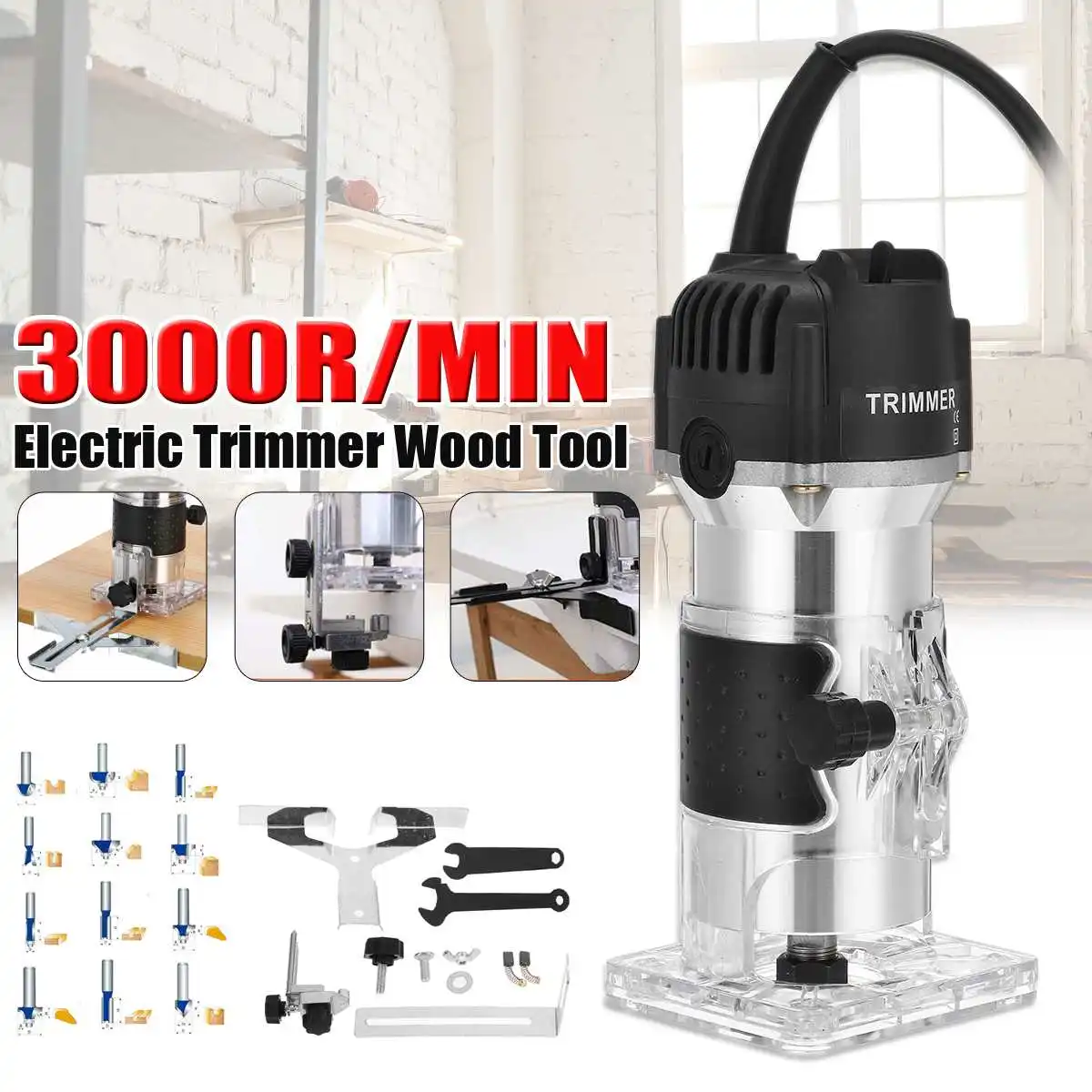 

3000Rpm Wood Electric Trimmer 800W 110V/220V Wood Laminate Palm Router Electric Hand Trimmer Edge Joiners Woodworking Tool