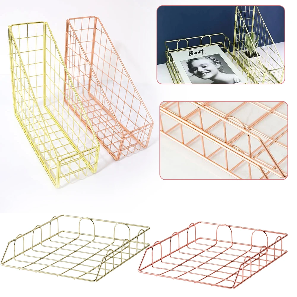 Подставка для газет из кованого железа розового золота с буквенным принтом