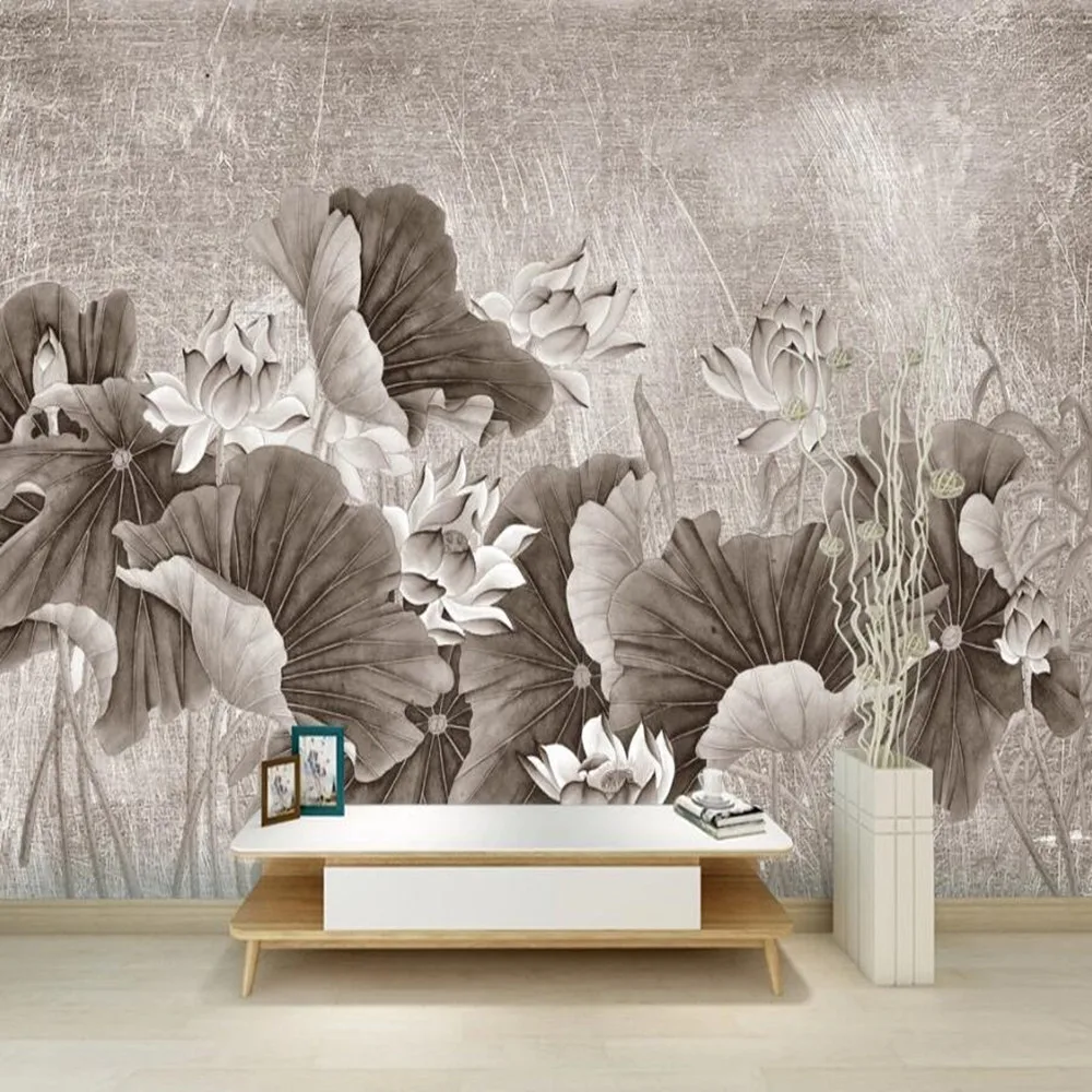 

Milofi Custom large mural wallpaper 3D artistic mood lotus TV background mural wallpaper flower