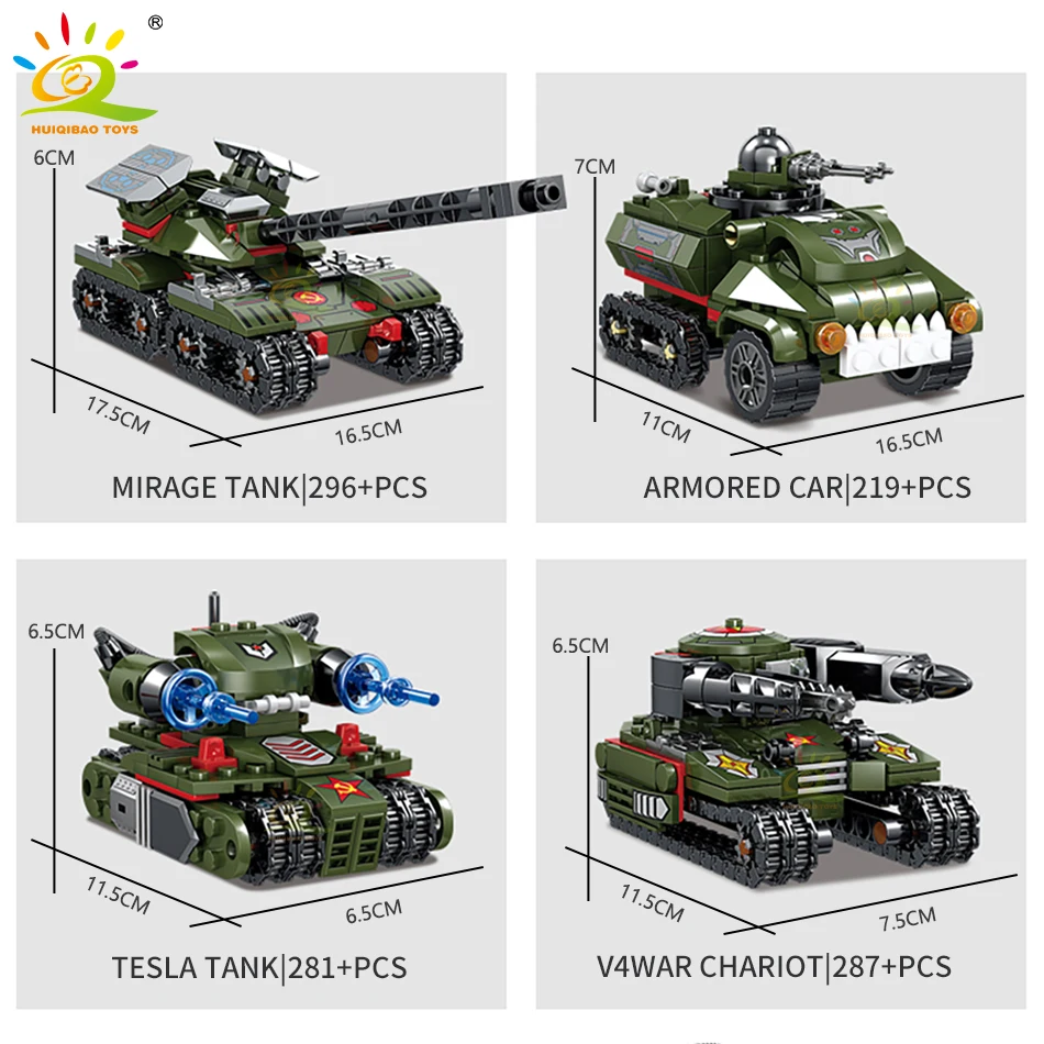 HUIQIBAO военные Танки-апокалипсисы установка Chariot Строительство Блоки город WW2 Танк