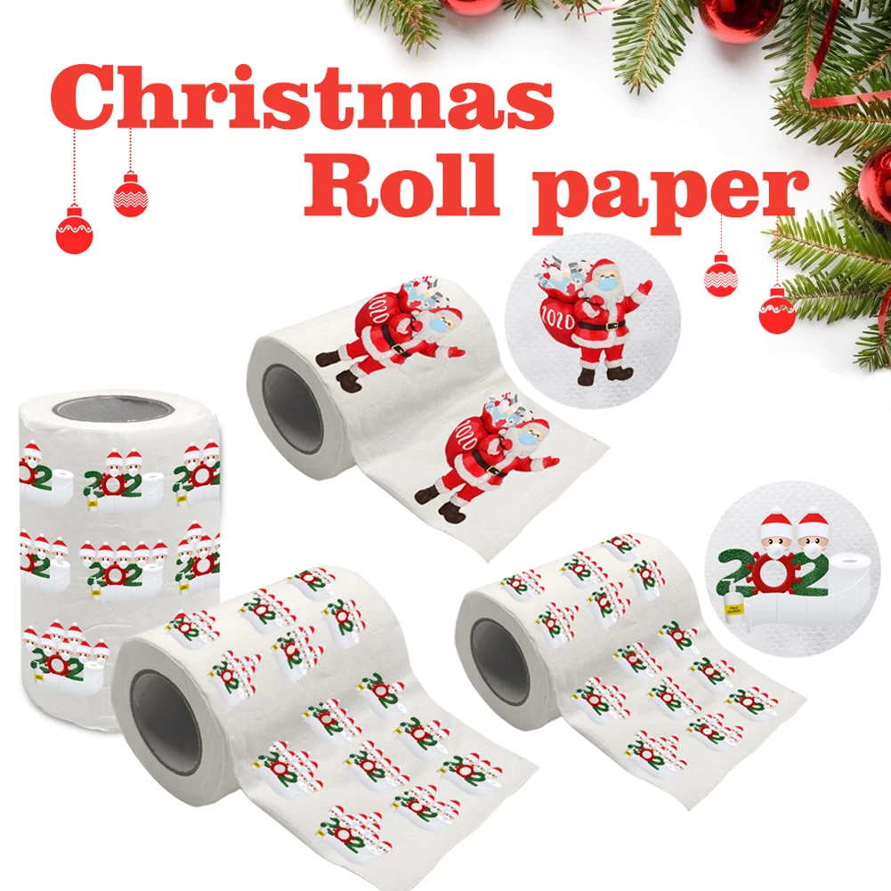 

3 Roll Toilet Paper 3 Layers Ornaments Gift Soft Printing Toilet Roll Christmas