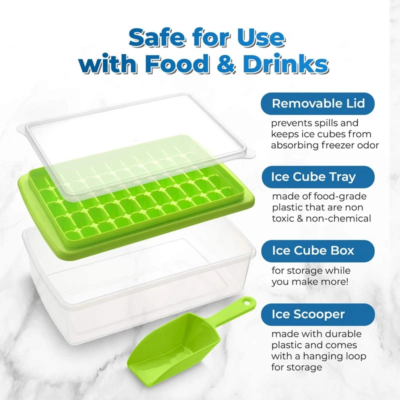 Квадратный поднос для льда с крышкой и корзиной 55 мини-подносов морозильной