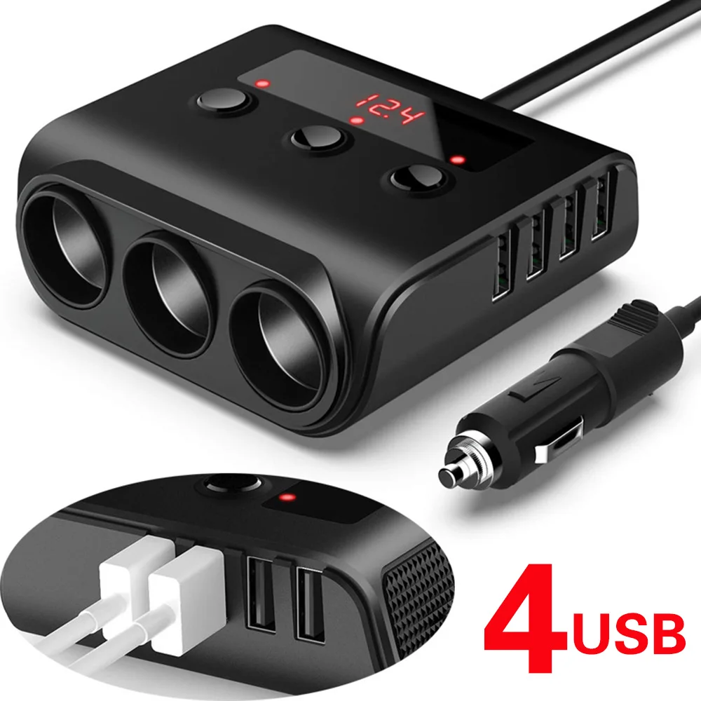 

Разветвитель для автомобильного прикуривателя с 4 USB-портами, 12-24 В