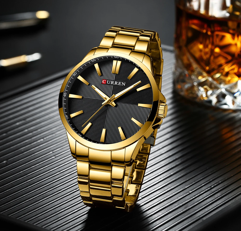

Mens Watches Top Brand Luxury Stainless Steel Band Watch for Men Wristwatch Fashion Business Quartz Clock Man Waterproof
