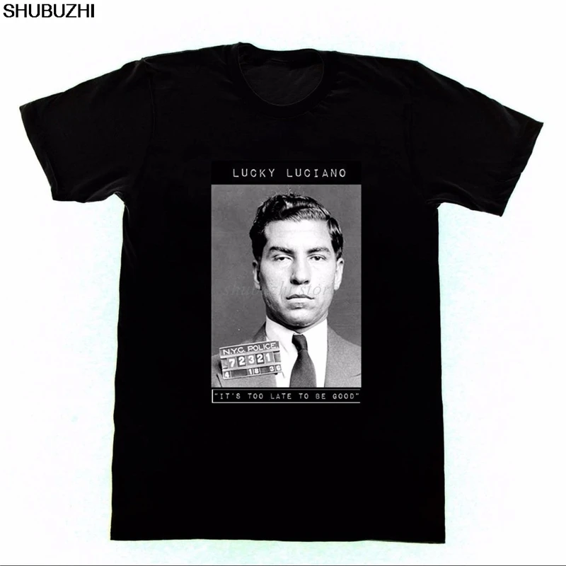 Рубашка Lucky Luciano Mugshot с цитатами 3 футболки Мужская модная хлопковая футболка