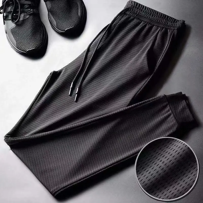 

European trade mesh ice silk casual pants men's casual pants size