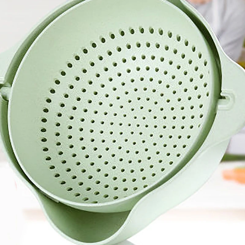 Двойная сливная корзина чаша вращающаяся для хранения мытья сито фруктов риса