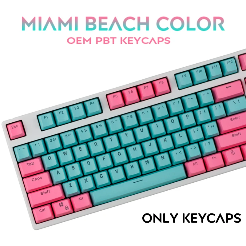 104/87 ключ PBT Miami двойная цветная подсветка механическая клавиатура Keycap
