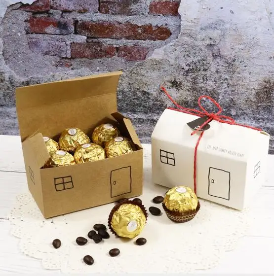 20 шт крафт бумажный пакет для печенья упаковочная коробка торта с веревкой и