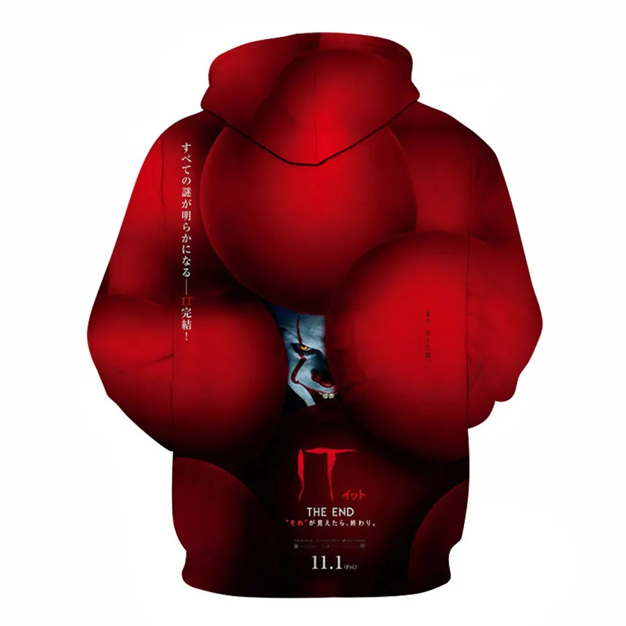 Аниме Толстовка с капюшоном фильм клоун Стивен Кинг это Pennywise Косплей Костюм Топ пальто для мужчин и женщин