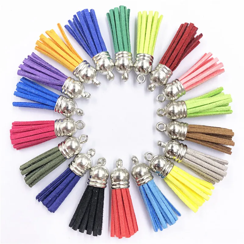 

Fashion 10PCS Korean velvet tassel silver pendants Handmade 26 Colors Jewelry Accessories DIY Crafts Tassel pendants Wholesale
