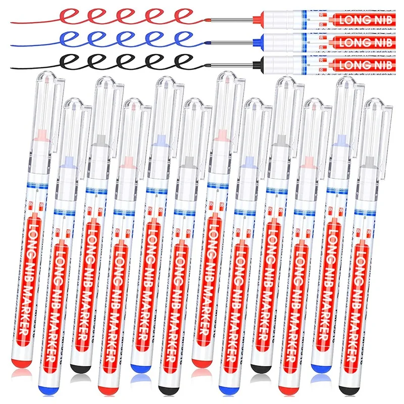 

12 Pieces Multi-Purpose Scriber Waterproof Mechanical Carpentry Colorful Marker Pen for Woodworking Hardware