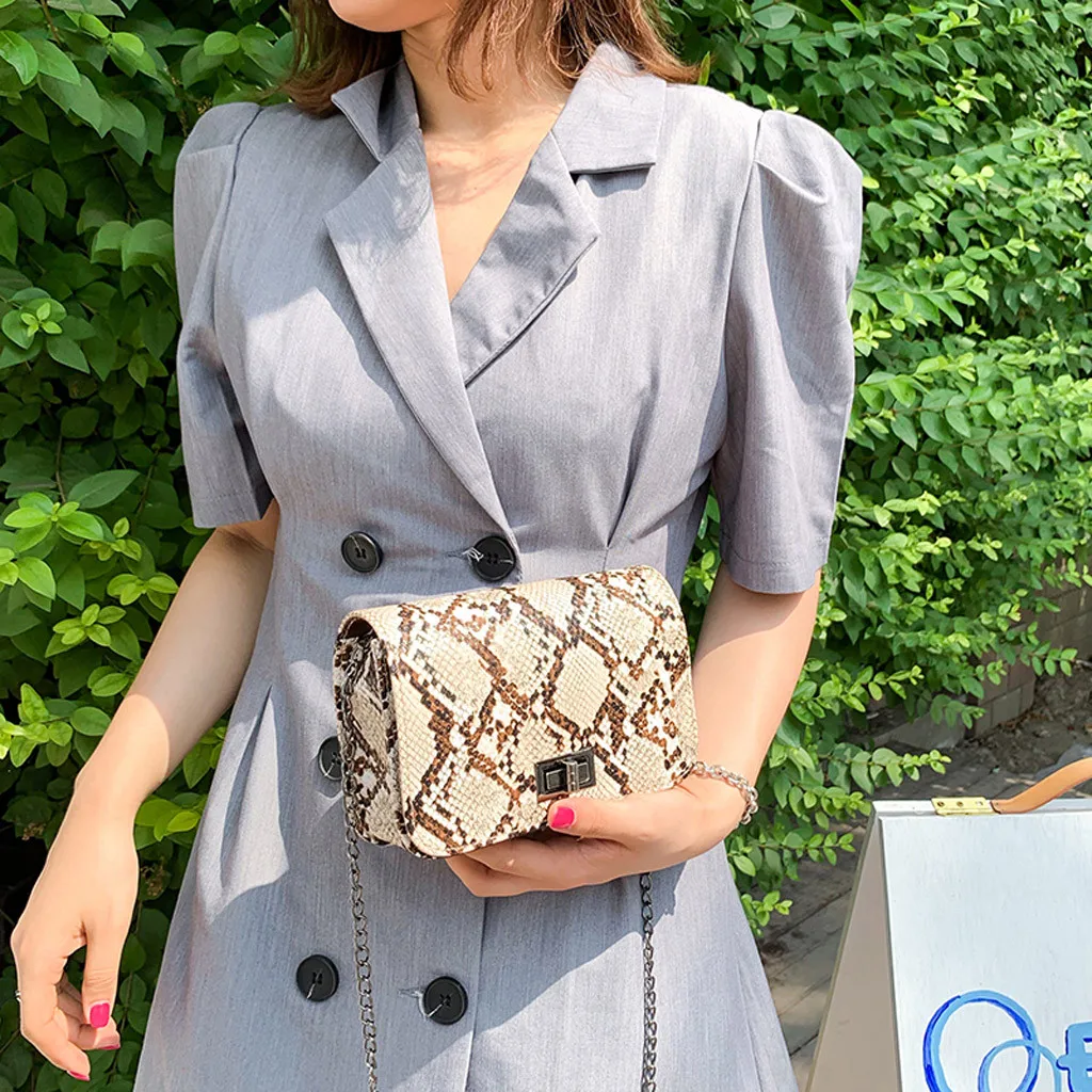 Роскошные сумки женские дизайнерские под змеиную кожу маленькая квадратная цепь
