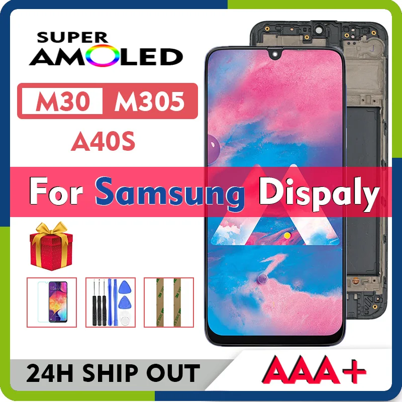 

Orig SUPER AMOLED For Samsung Galaxy M30 A40S SM M305F M305FN M305M M305G DS LCD Display With Touch Screen Digitizer Assembly