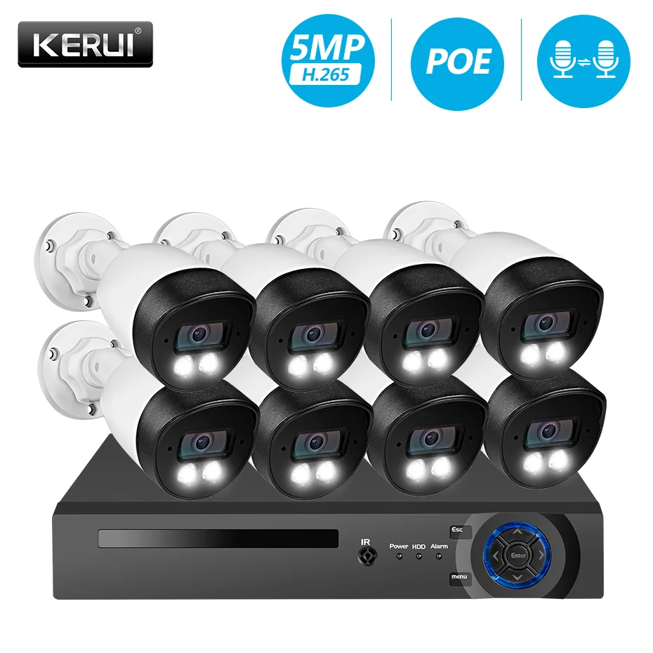 Камера видеонаблюдения KERUI H.265 8 каналов 5 Мп NVR POE | Безопасность и защита