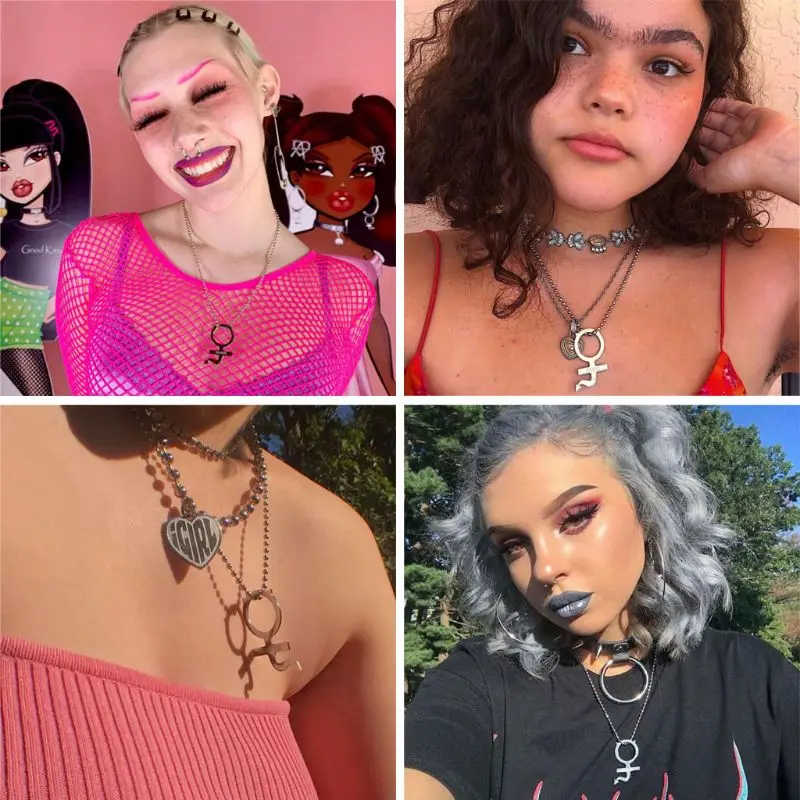 Женский Готический комплект из нержавеющей стали с подвеской в уличном стиле