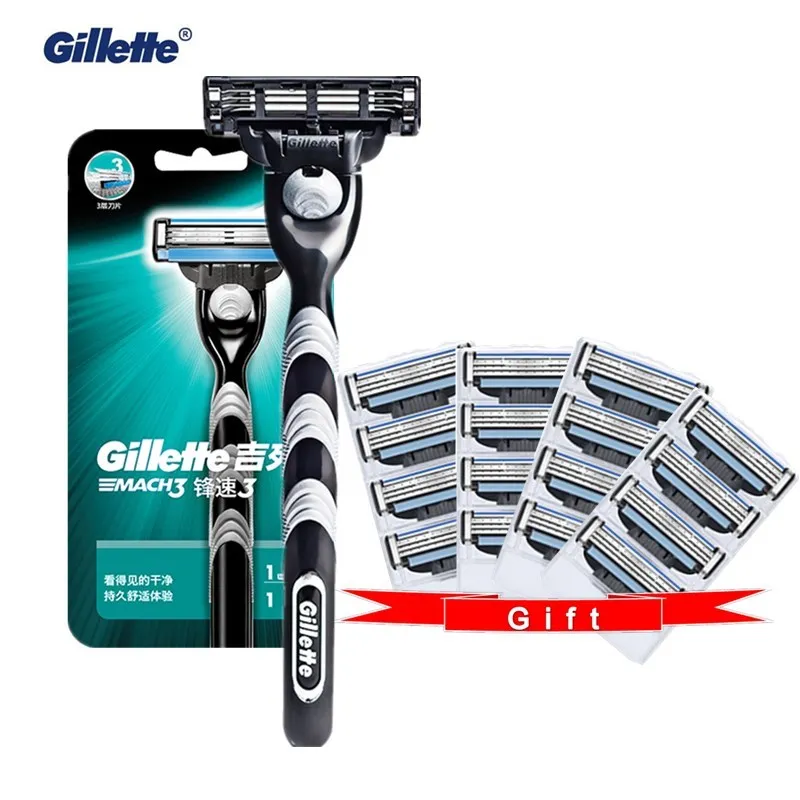 Оригинальная машинка для бритья Gillette Mach 3 для мужчин с кассетой лезвий для бритья и ручным уходом за лицом.