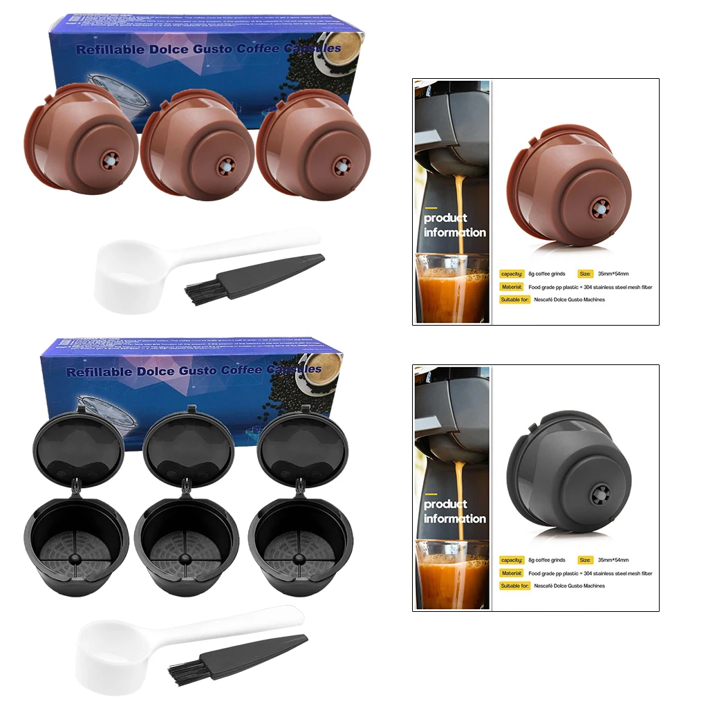 

3x K Cups Coffee Capsules Replacement with Spoon and Cleaning Brush