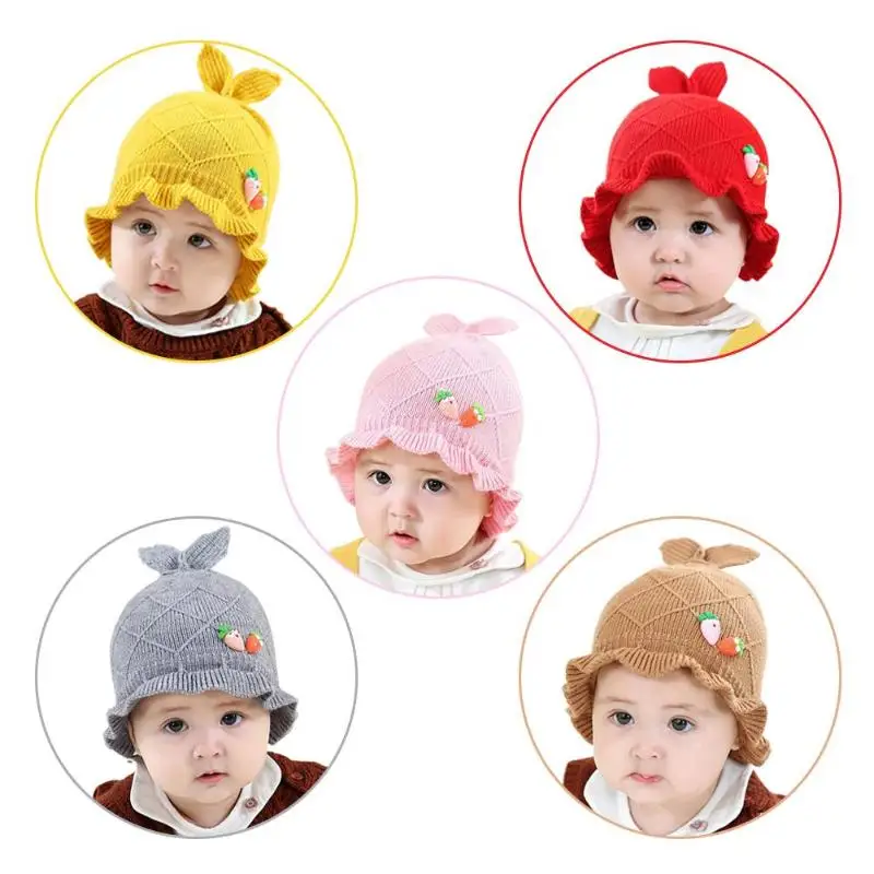 Вязаная шапка для новорожденных Гибкая шерстяная пряжа девочек Сезон осень зима