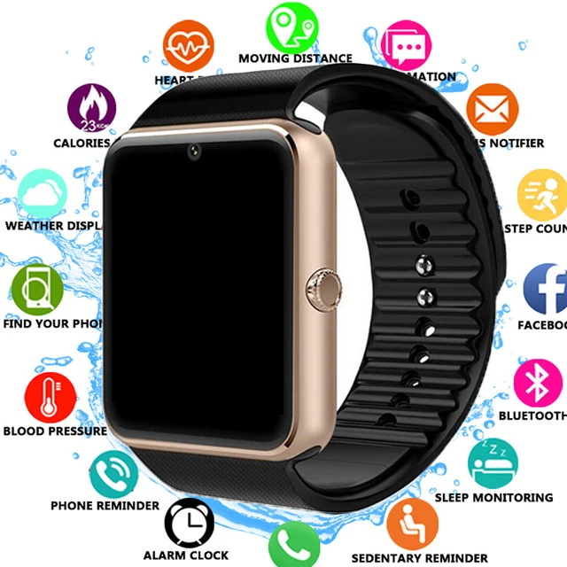 Смарт-часы GT08 с камерой SIM tf-картой для Apple Watch мужские и женские наручные часы на