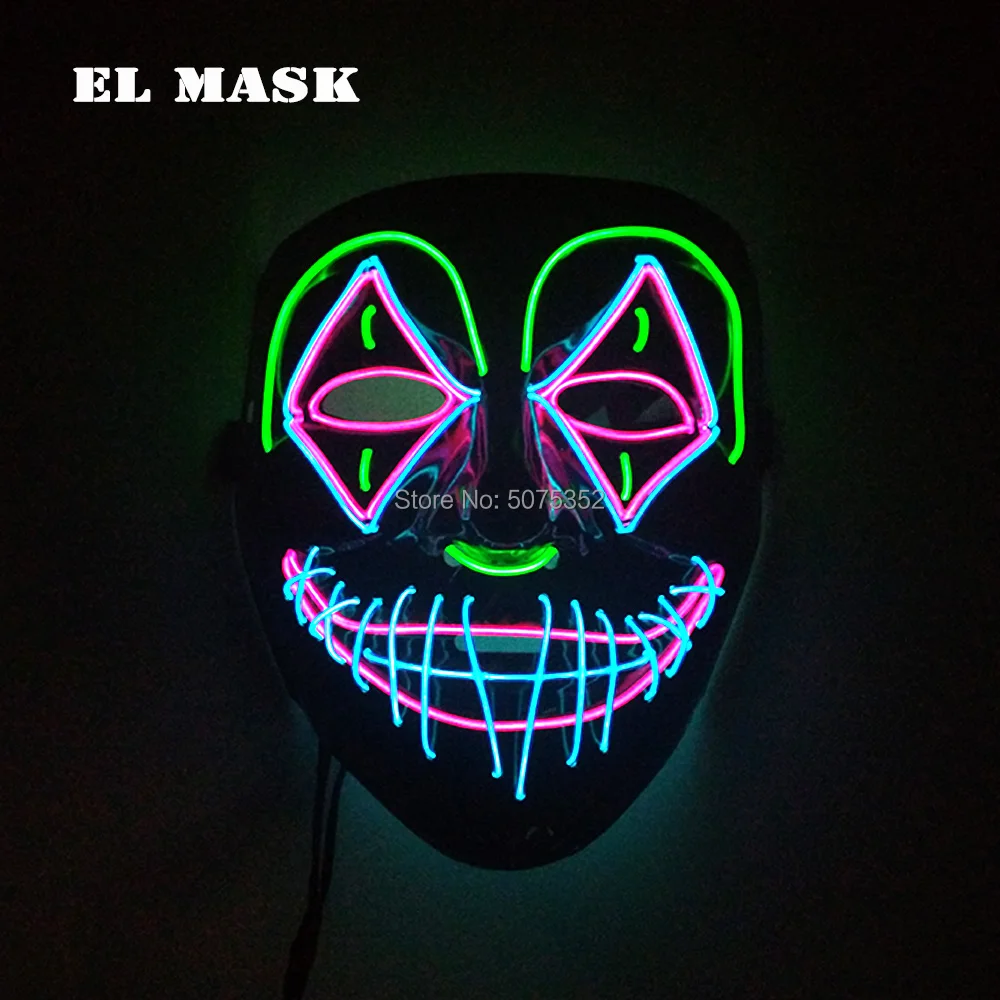 

GZYUCHAO EL Horror Clown EL Mask Luminous LED Joker Mask Mask for Full Face Halloween Night Club Decor
