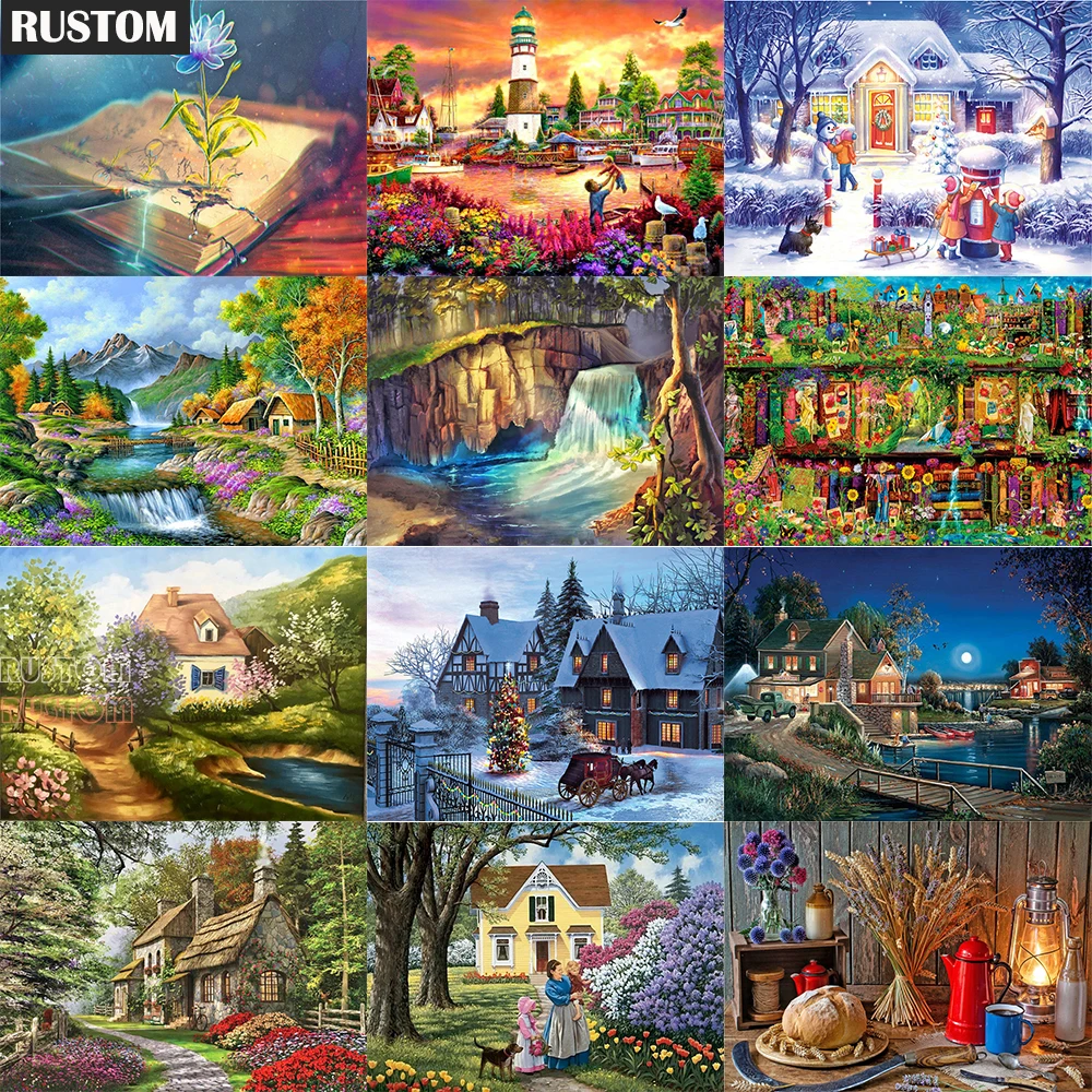 

3D DIY round diamond painting cross stitch inlaid diamond art painting diamond painting Comic landscape Handmade Craft Gift RUST