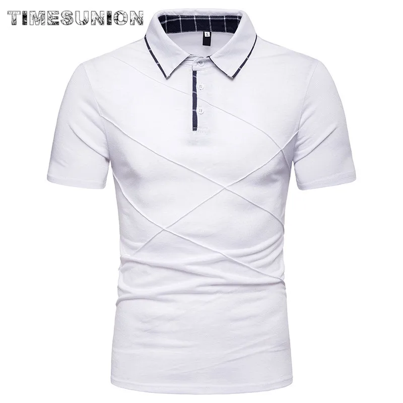 Рубашка поло мужская однотонная в полоску со складками|Поло| |