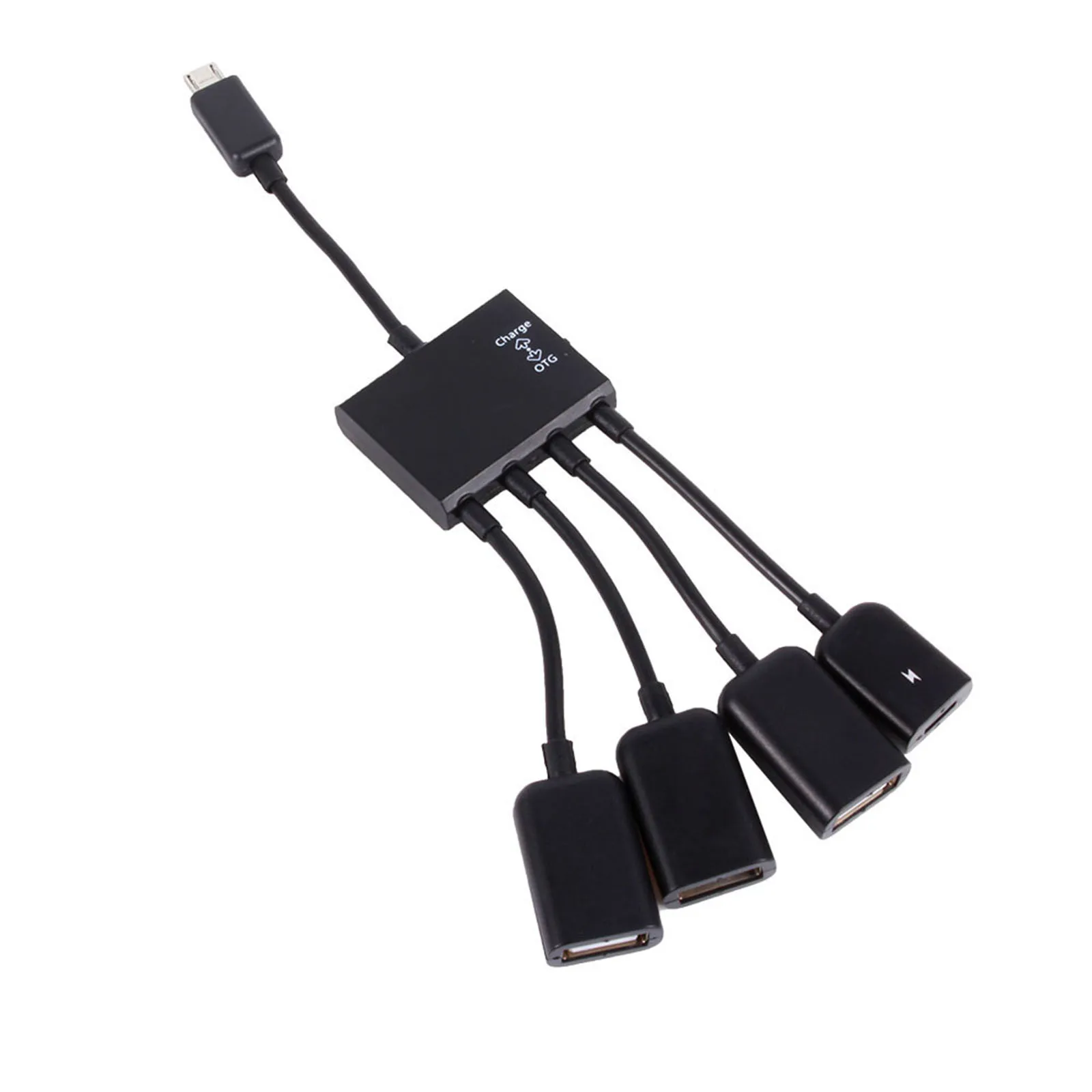 

Multi-Function USB 2.0 4 In 1 Micro USB Host OTG Charge Hub Cord Adapter Splitter For Android Smartphones Tablet Black Cable
