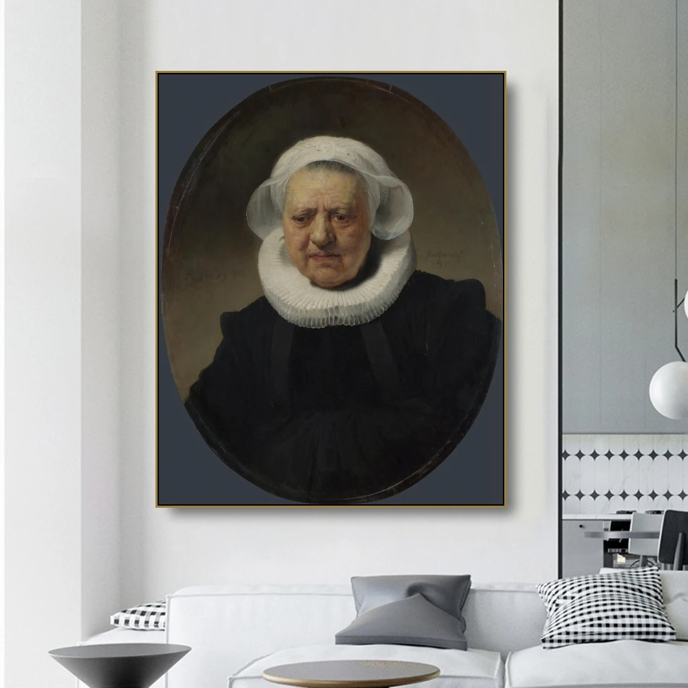 

Canvas Art Oil Painting《Portrait of an 83 years old woman》Rembrandt Art Poster Wall Decor Modern Home Decoration For Living room