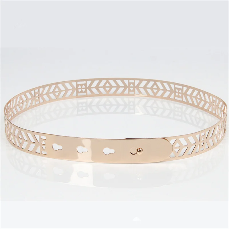 Женский ремень с металлическим ремешком золотистый декоративный регулируемой