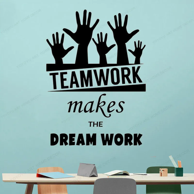 Работа в команде делает мечта работы Наклейка на стену для офиса вдохновение