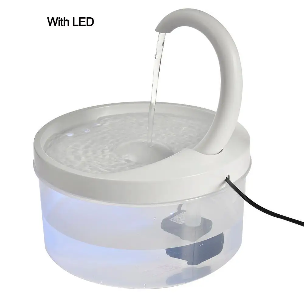 

USB Pet Cat Fountain LED Blue Light Powered Automatic Water Dispenser Cat Feeder Drink Filter for Cats Dogs Pet