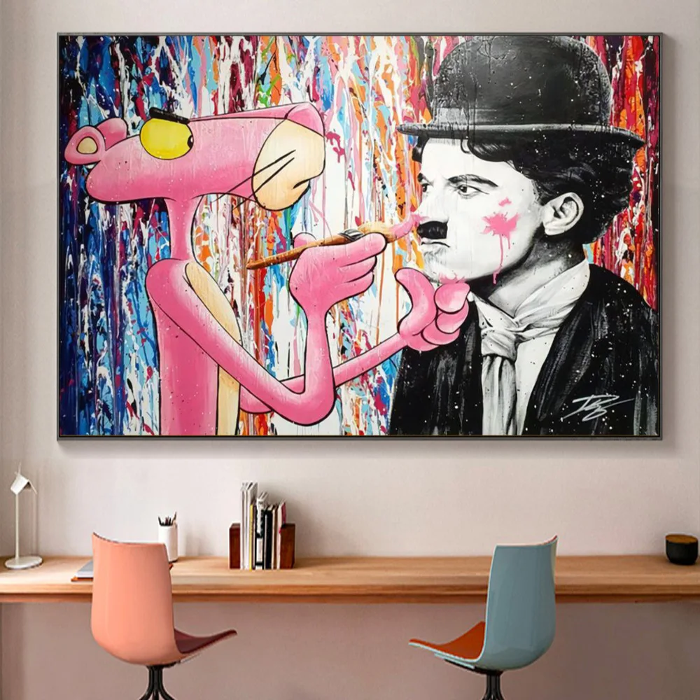 Абстрактная Розовая пантера граффити искусство смешной постер картина