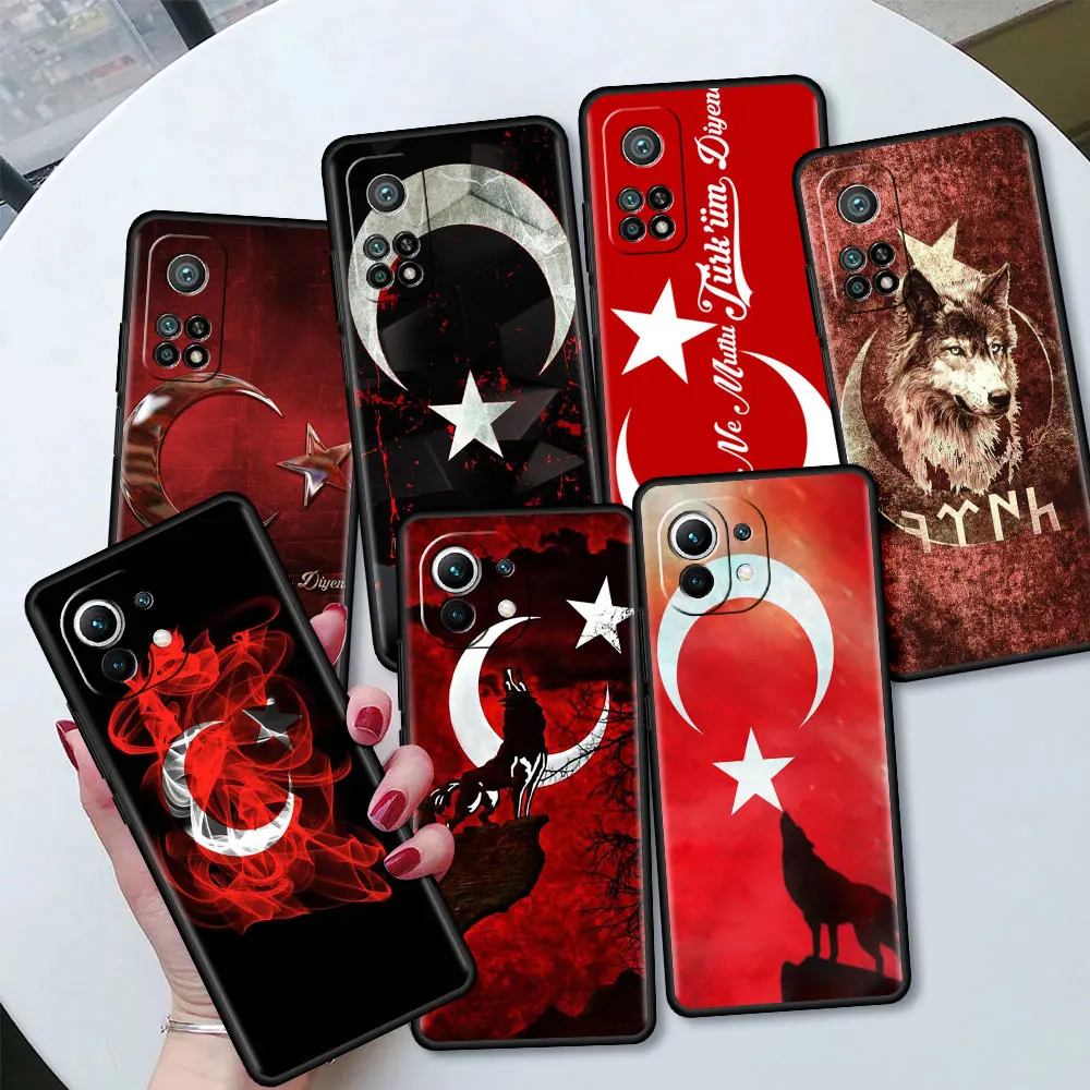 

Fitted Soft Case for Xiaomi Poco X3 NFC M3 11 Lite 10T Pro 9T 9 10 CC9 CC9E 9 SE Note 10Lite Phone Capa Turkey Flag Wolf