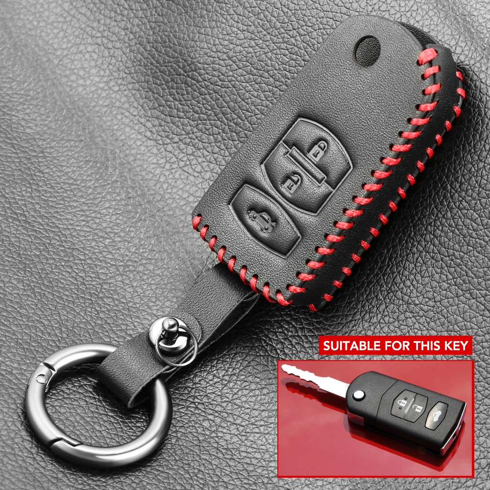 Кожаный чехол для автомобильных ключей защитный MAZDA 2 3 5 6 Чехол брелока