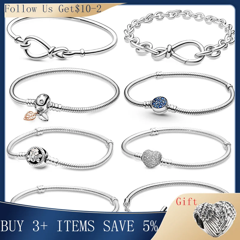 Горячая Распродажа 100% реальные 925 Серебряный браслет Fit оригинальный дизайн