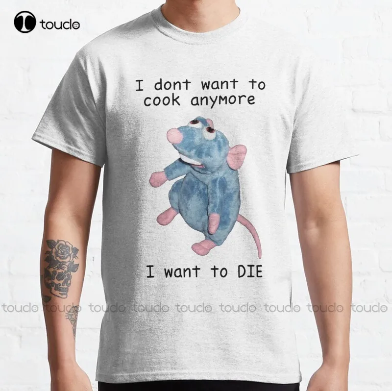 

Новинка, Remy, не хочет больше готовить :( Классическая футболка, футболка для матери, хлопковая Футболка S-5Xl унисекс