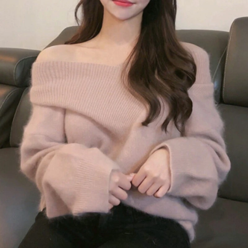 RealShe женский свитер с длинным рукавом 2020 вырезом лодочкой однотонный кашемировый