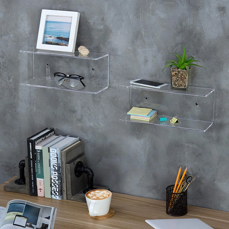 Clear Acrylic Display Stand 2 Layer Wall Mounted Shelf Plant Pot Toy Organizer Necklace Rack Holder | Дом и сад